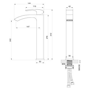 Смеситель для раковины Wonzon & Woghand Fit WW-88239009-MB чёрный матовый